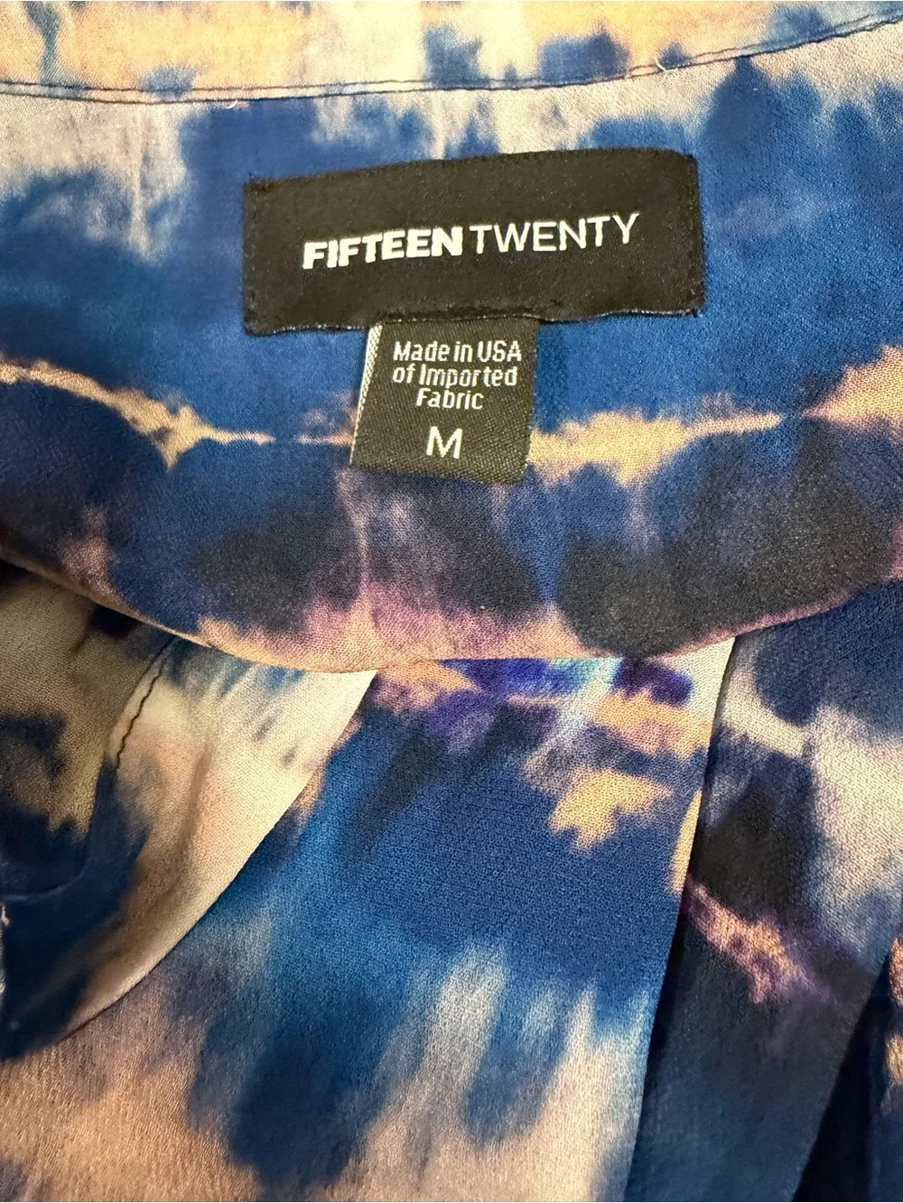 Fifteen Twenty Blue, White, Blush Tie-Dye Shirt Dress
